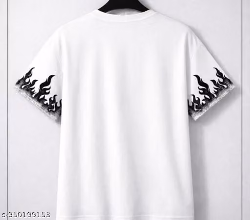Buy Men’s Oversized White Flame Graphic Printed T-Shirt | Korean Streetwear Baggy Fit Casual Tee for Men tshirts online India